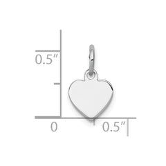 SS Rh-plt Engraveable Heart Polished Front/Satin Back Disc Charm - 35