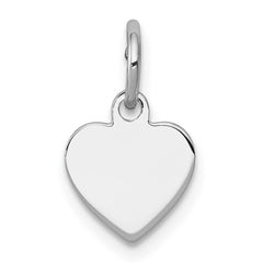 SS Rh-plt Engraveable Heart Polished Front/Satin Back Disc Charm - 35