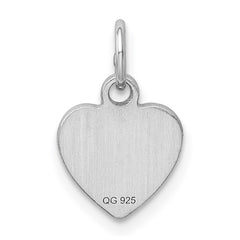 SS Rh-plt Engraveable Heart Polished Front/Satin Back Disc Charm - 20