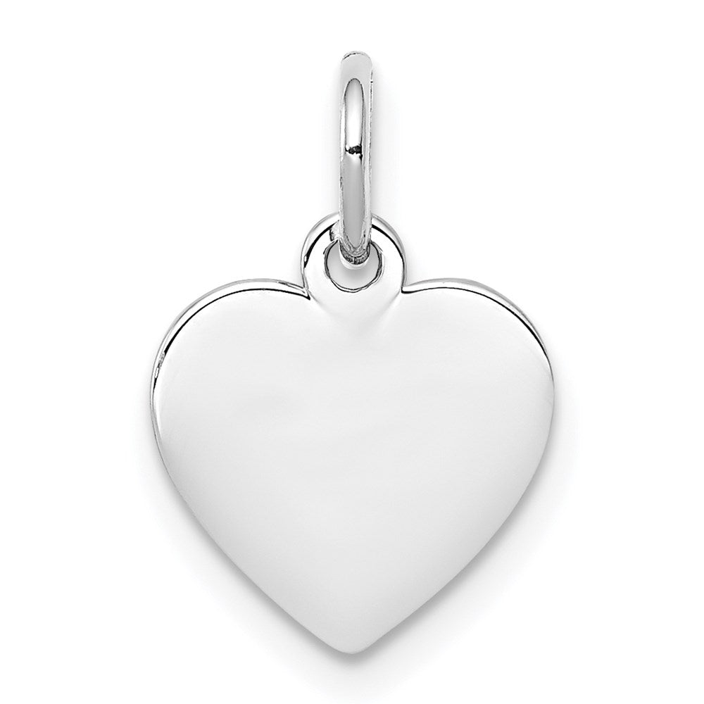 SS Rh-plt Engraveable Heart Polished Front/Satin Back Disc Charm - 20