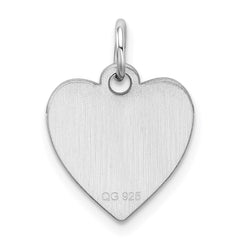 SS Rh-plt Engraveable Heart Polished Front/Satin Back Disc Charm - 32