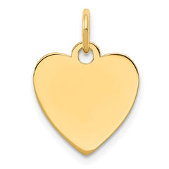 Sterling Silver GP Engraveable Heart Polished Disc Charm - 6