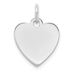 SS Rh-plt Engraveable Heart Polished Front/Satin Back Disc Charm - 37