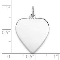 SS Rh-plt Engraveable Heart Polished Front/Satin Back Disc Charm - 4