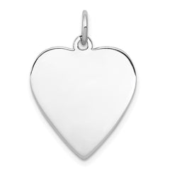 SS Rh-plt Engraveable Heart Polished Front/Satin Back Disc Charm - 4