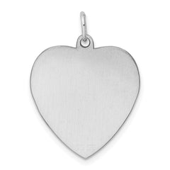 Sterling Silver Rhod-plated Eng. Heart Polish Front/Satin Back Disc Charm - 9