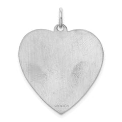 Sterling Silver Rhod-plated Eng. Heart Polish Front/Satin Back Disc Charm - 4