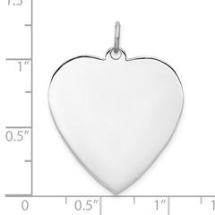 Sterling Silver Rhod-plated Eng. Heart Polish Front/Satin Back Disc Charm - 4