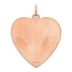 Sterling Silver RG Plated Engraveable Heart Polished Front/Satin Back Disc - 6