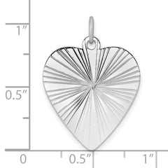 SS Rh-plt Engraveable Heart Polished Front/Satin Back Disc Charm - 7