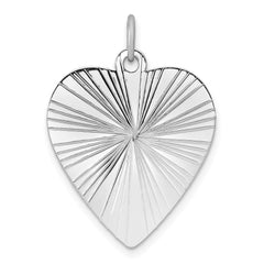 SS Rh-plt Engraveable Heart Polished Front/Satin Back Disc Charm - 7