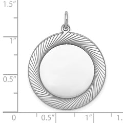 SS Rh-plt Engraveable Round Polished Front/Satin Back Disc Charm - 2
