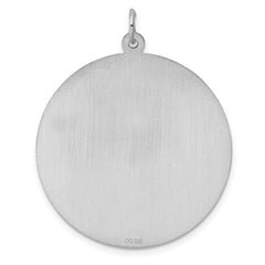 SS Rh-plt Engraveable Round Polished Front/Satin Back Disc Charm - 4