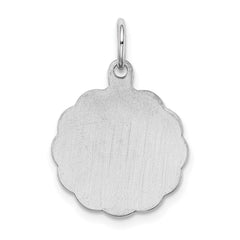 Sterling Silver Rh-plt Engraveable Polished Front/Satin Back Disc Charm - 2