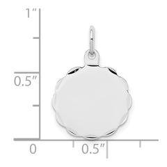 Sterling Silver Rh-plt Engraveable Polished Front/Satin Back Disc Charm - 2