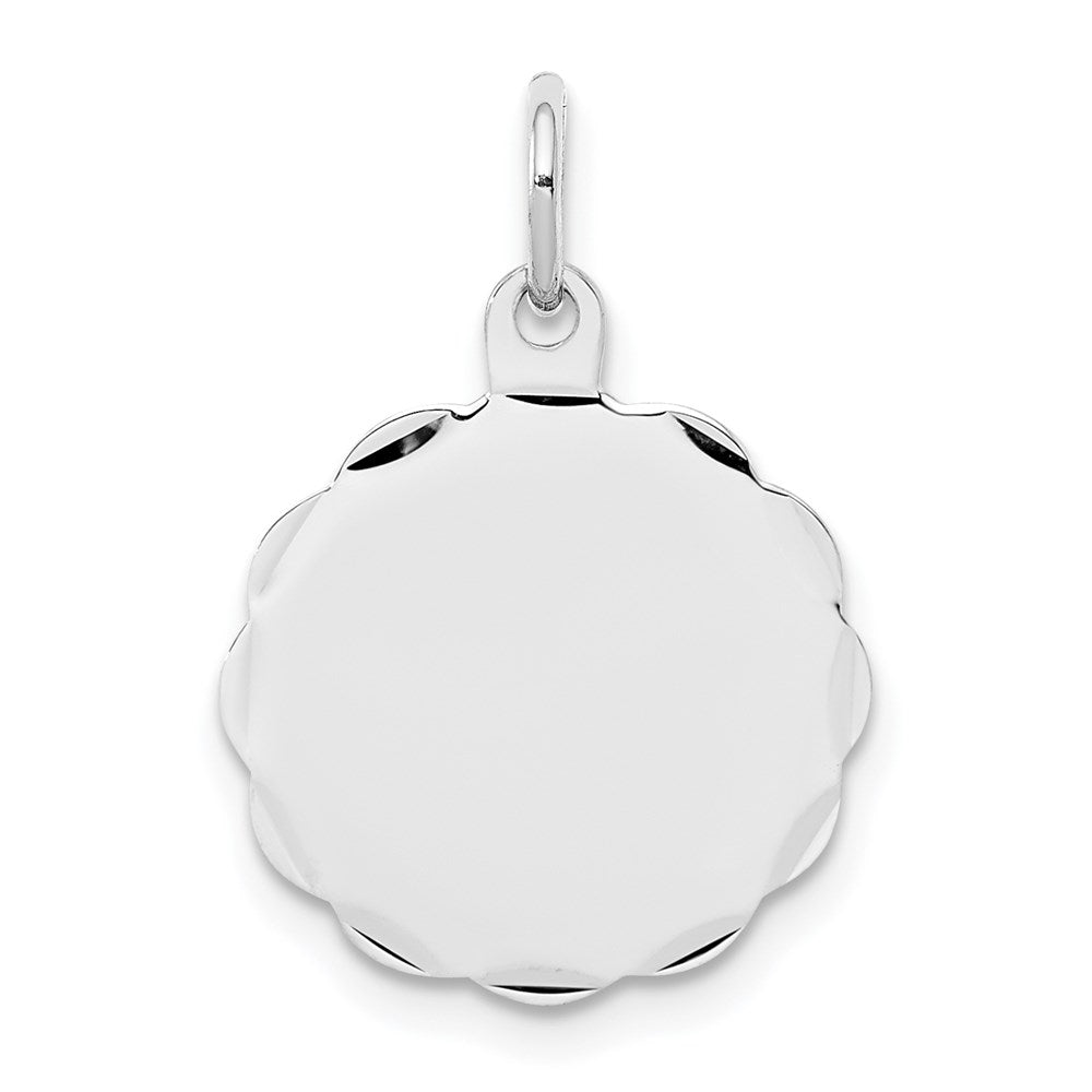Sterling Silver Rh-plt Engraveable Polished Front/Satin Back Disc Charm - 2