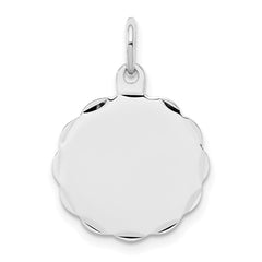 Sterling Silver Rh-plt Engraveable Polished Front/Satin Back Disc Charm - 2