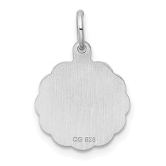 Sterling Silver Rh-plt Engraveable Polished Front/Satin Back Disc Charm - 10