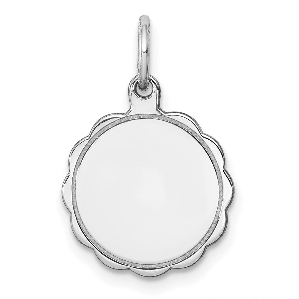 Sterling Silver Rh-plt Engraveable Polished Front/Satin Back Disc Charm - 10