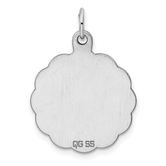 Sterling Silver Rh-plt Engraveable Polished Front/Satin Back Disc Charm - 42