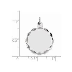 Sterling Silver Rh-plt Engraveable Polished Front/Satin Back Disc Charm - 42