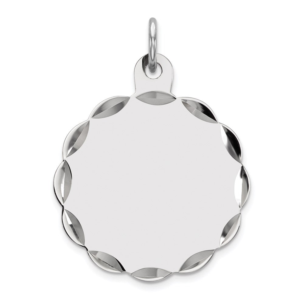 Sterling Silver Rh-plt Engraveable Polished Front/Satin Back Disc Charm - 42