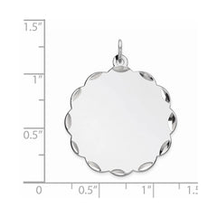 Sterling Silver Rh-plt Engraveable Polished Front/Satin Back Disc Charm - 12
