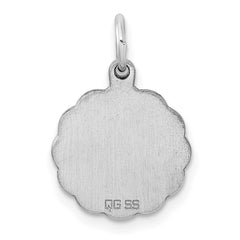 Sterling Silver Rh-plt Engraveable Polished Front/Satin Back Disc Charm - 5