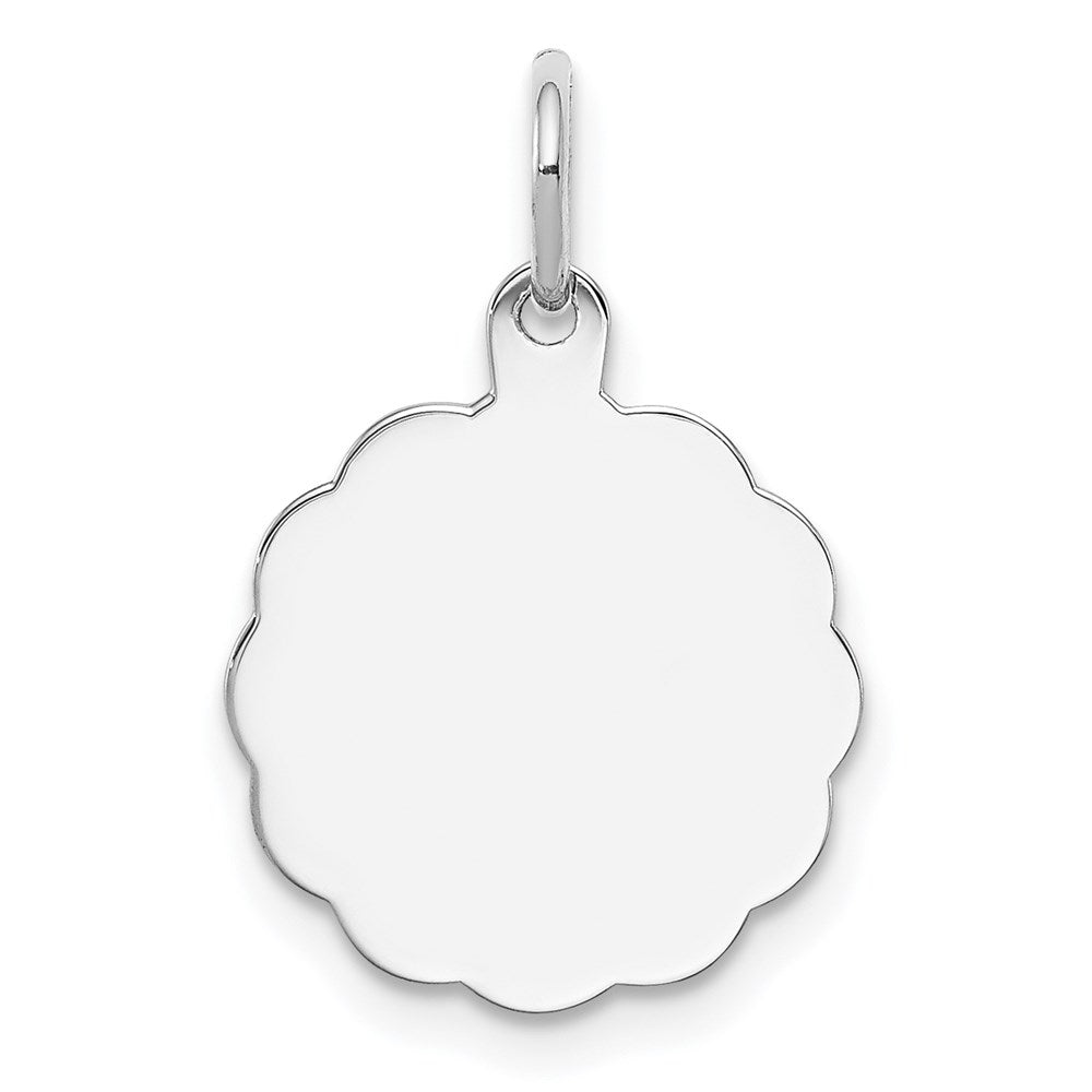 Sterling Silver Rh-plt Engraveable Polished Front/Satin Back Disc Charm - 5