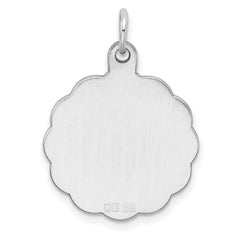 Sterling Silver Rh-plt Engraveable Polished Front/Satin Back Disc Charm - 43