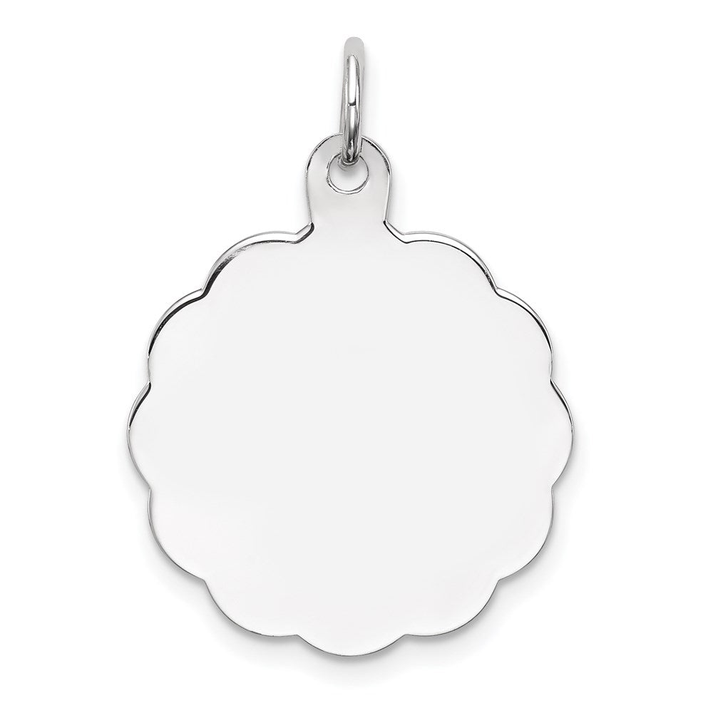 Sterling Silver Rh-plt Engraveable Polished Front/Satin Back Disc Charm - 43