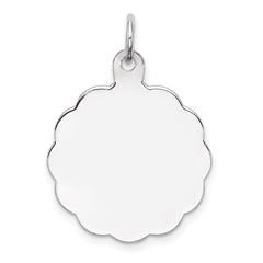 Sterling Silver Rh-plt Engraveable Polished Front/Satin Back Disc Charm - 43