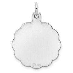 Sterling Silver Rh-plt Engraveable Polished Front/ Back Disc Charm