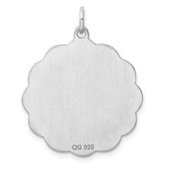 Sterling Silver Rh-plt Engraveable Polished Front/Satin Back Disc Charm - 44