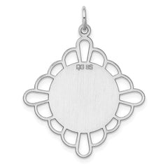 Sterling Silver Rh-plt Engraveable Polished Front/Satin Back Disc Charm - 47