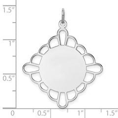Sterling Silver Rh-plt Engraveable Polished Front/Satin Back Disc Charm - 47