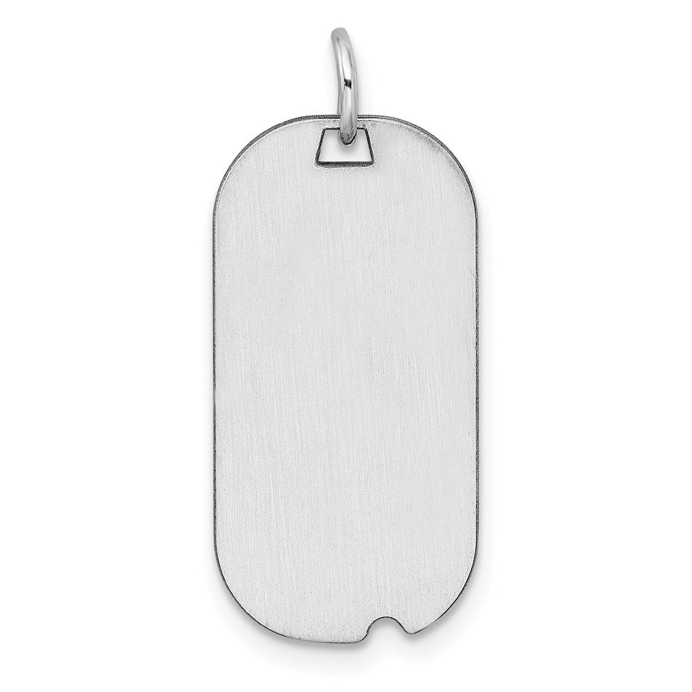 SS Rh-plt Engraveable Dog Tag Polished Front/Satin Back Disc Charm - 4