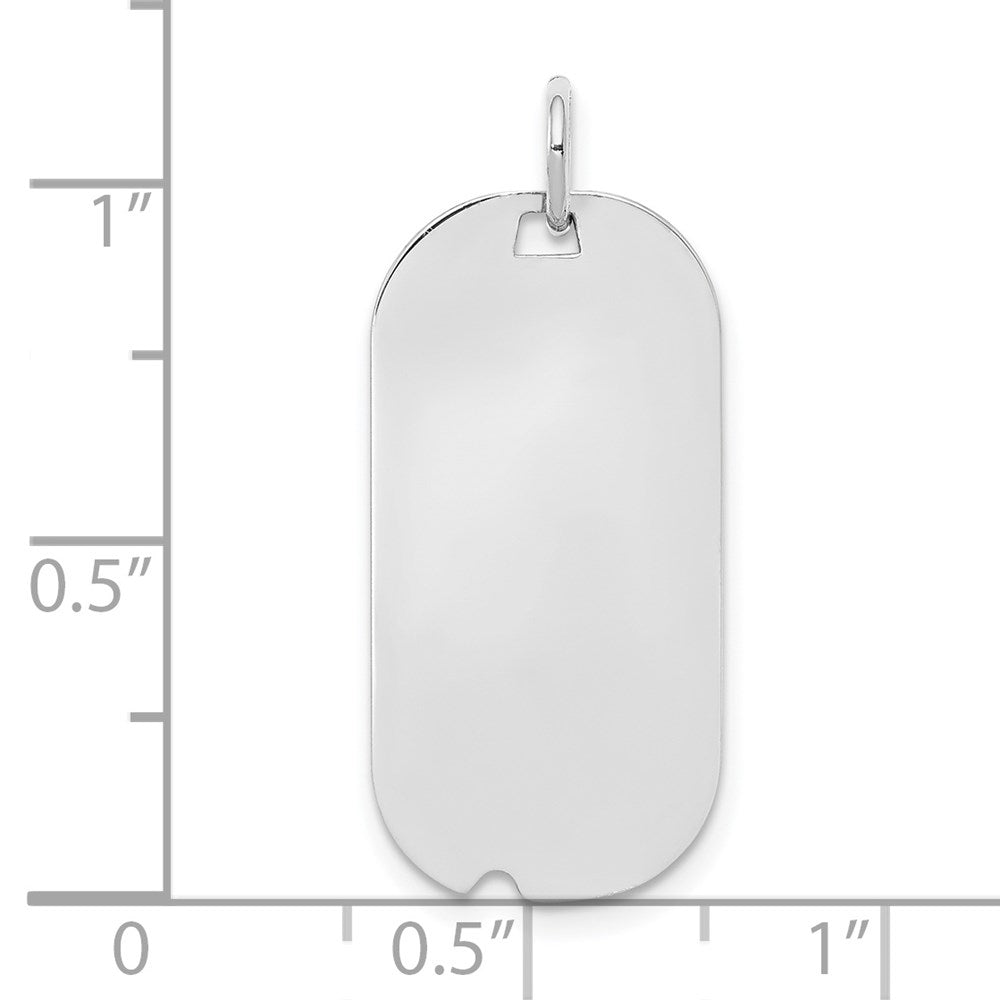 SS Rh-plt Engraveable Dog Tag Polished Front/Satin Back Disc Charm - 4