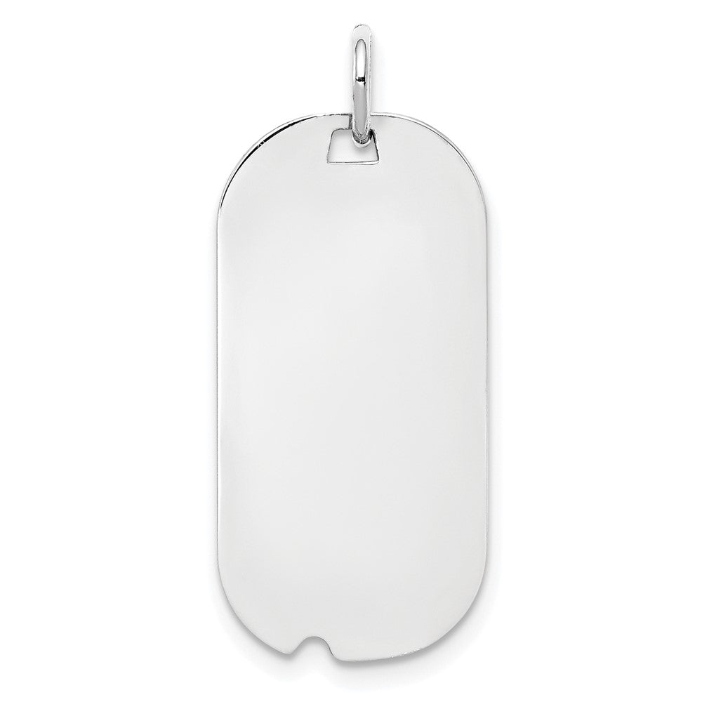 SS Rh-plt Engraveable Dog Tag Polished Front/Satin Back Disc Charm - 5