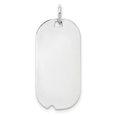 SS Rh-plt Engraveable Dog Tag Polished Front/Satin Back Disc Charm - 5