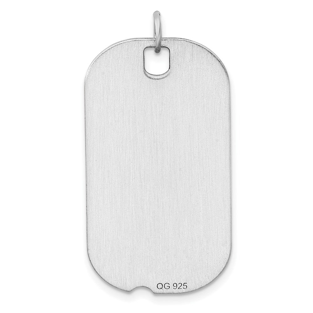 SS Rh-plt Engraveable Dog Tag Polished Front/Satin Back Disc Charm - 6