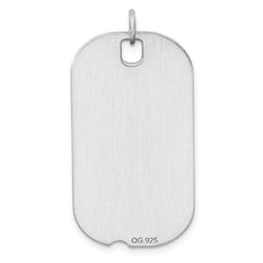 SS Rh-plt Engraveable Dog Tag Polished Front/Satin Back Disc Charm - 6