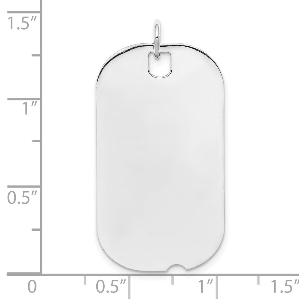 SS Rh-plt Engraveable Dog Tag Polished Front/Satin Back Disc Charm - 6