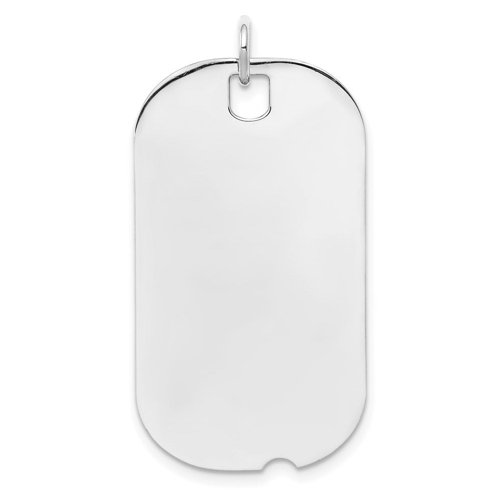 SS Rh-plt Engraveable Dog Tag Polished Front/Satin Back Disc Charm - 6