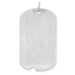 SS Rh-plt Engraveable Dog Tag Polished Front/Satin Back Disc Charm - 2