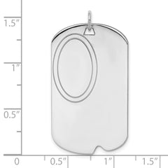SS Rh-plt Engraveable Dog Tag Polished Front/Satin Back Disc Charm - 2