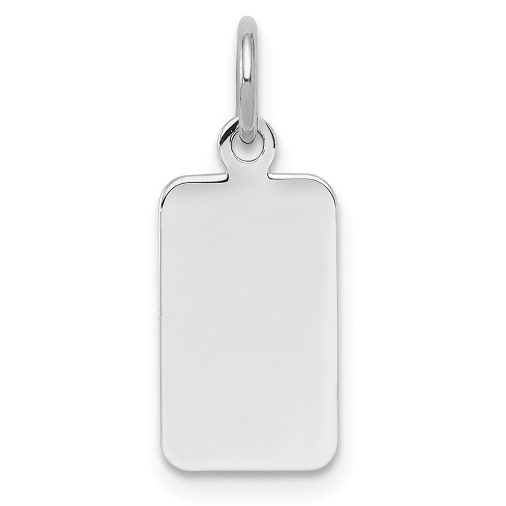 SS Rh-plt Engraveable Rectangle Polished Front/Satin Back Disc Charm - 6