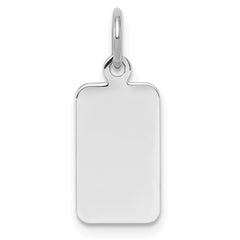 SS Rh-plt Engraveable Rectangle Polished Front/Satin Back Disc Charm - 6