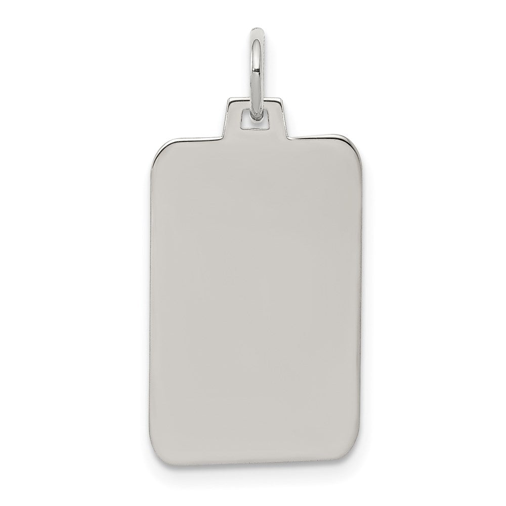 Sterling Silver Rhod.-plated Eng. Rect. Polish Front/Satin Back Disc Charm - 7