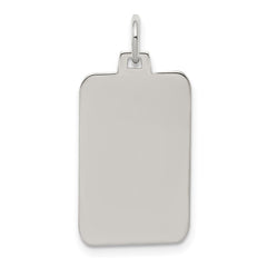 Sterling Silver Rhod.-plated Eng. Rect. Polish Front/Satin Back Disc Charm - 7
